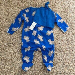 Old Navy Hippo Footie Pjs and Hat Size 3mo